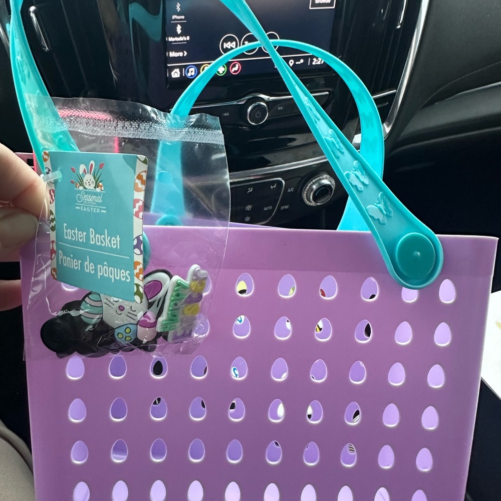 Purple Easter Basket with Teal Handles